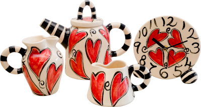 Red Hearts on Cream