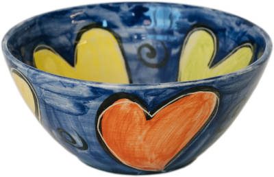 Mix Colour Hearts on Dark Blue